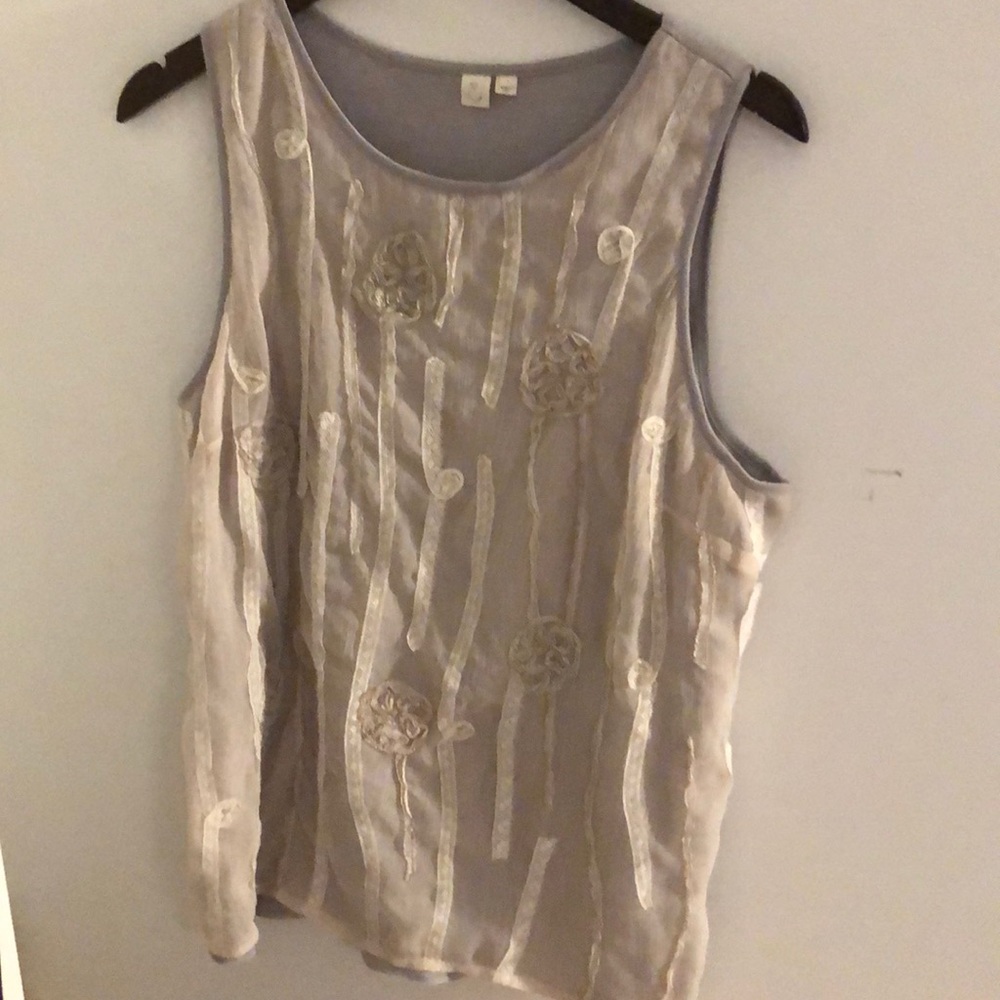 Large Anthropologie Tank with Lace and Embroidery
